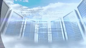 Animation of data processing over multiple computer servers and clouds in the sky. Business data storage technology concept - Powered by Shutterstock - Get 15% off with code: PIKWIZARD15