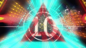Animation of numbers in circle over abstract triangle with light beams on digital interface. Digital composite, creativity, computer graphic, time, countdown, deadline. - Powered by Shutterstock - Get 15% off with code: PIKWIZARD15