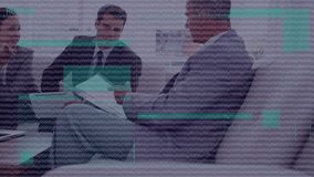 Animation of tech icons and data processing over caucasian businesspeople. Business, data processing, digital interface and technology concept digitally generated video. - Powered by Shutterstock - Get 15% off with code: PIKWIZARD15