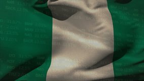 Animation of stock market and data processing over flag of nigeria. Global finances, business and digital interface concept digitally generated video. - Powered by Shutterstock - Get 15% off with code: PIKWIZARD15
