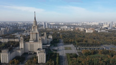 Drone Pulling Away Moscow State University