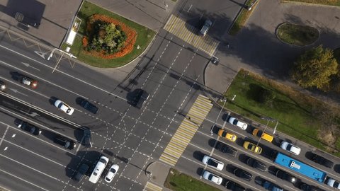 Drone Ascending Rotation over Urban Crossing