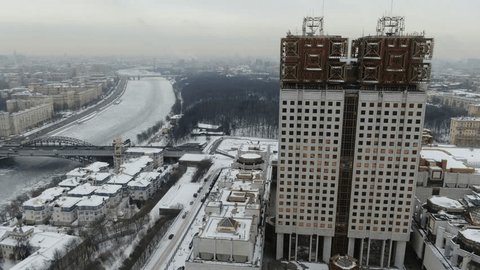 Aerial View of Russian Academy of Sciences Building in Moscow