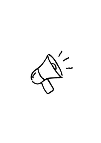 Simple megaphone line art drawing. This loudspeaker illustration is ideal for creative projects, news broadcasting icons, and notification designs. Clean and professional hand-drawn doodle.