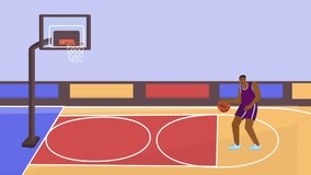 Basketball Player Athlete Free Throw Shot 2D Flat Design Animation - Powered by Shutterstock - Get 15% off with code: PIKWIZARD15