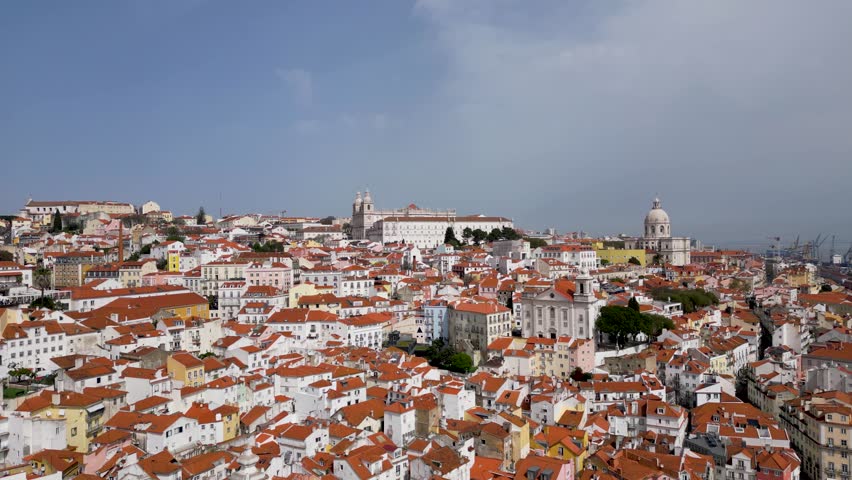 Drone Aerial Shot of Lisbon’s and Surrounding Hills