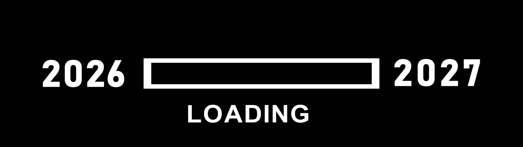 Loading bar from 2026 to 2027 new year transfer animation. Almost reaching New Year ,LOADING...text, alongside a success loading business progress and achieving goals investment, finance, innovation.