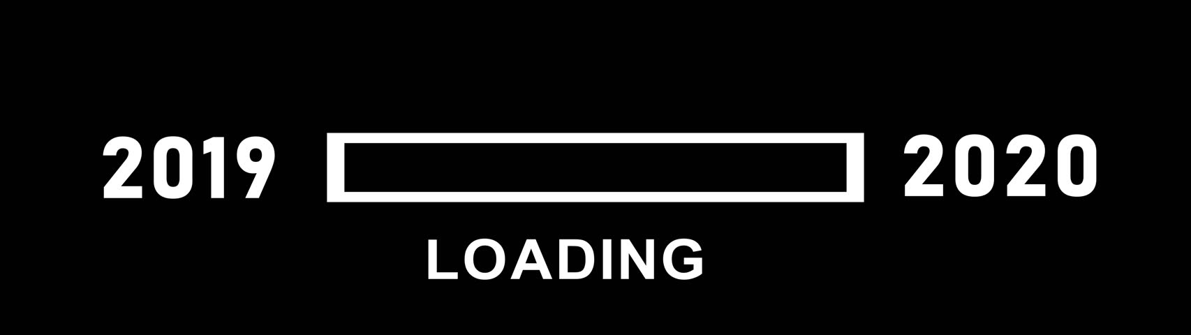 Loading bar from 2019 to 2020 new year transfer animation. Almost reaching New Year ,LOADING...text, alongside a success loading business progress and achieving goals investment, finance, innovation.