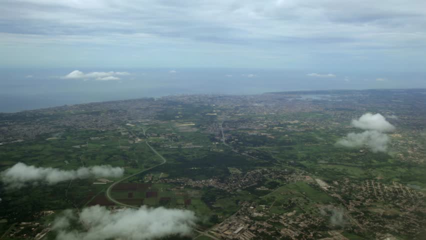 Aerial view of greater Havana, Cuba on approach to José Martí International Airport.