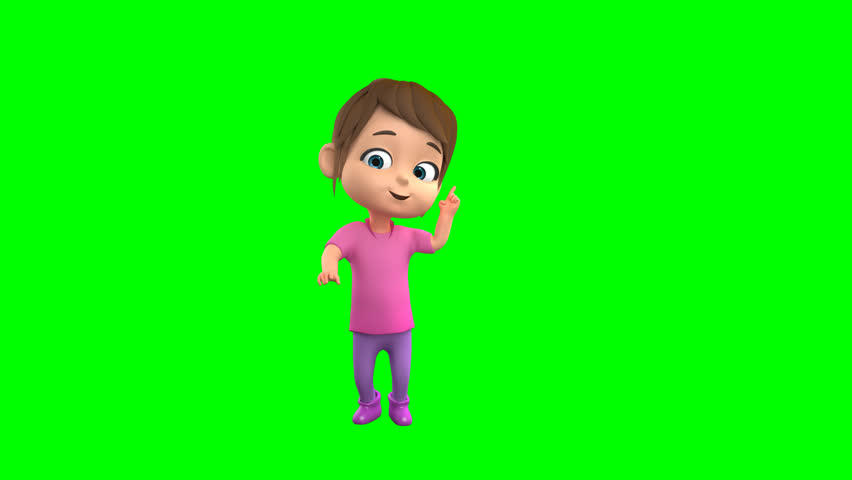 3D Bella Kid Idea Gesture Green Screen Animation of a cute child character having an idea, perfect for education, kids content, presentations, learning videos, ads, and creative digital projects.
