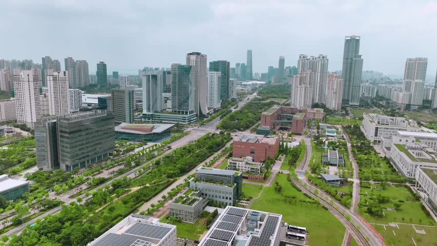 Aerial shot of downtown Songdo, Incheon, South Korea
