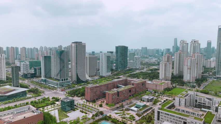 Aerial shot of downtown Songdo, Incheon, South Korea
