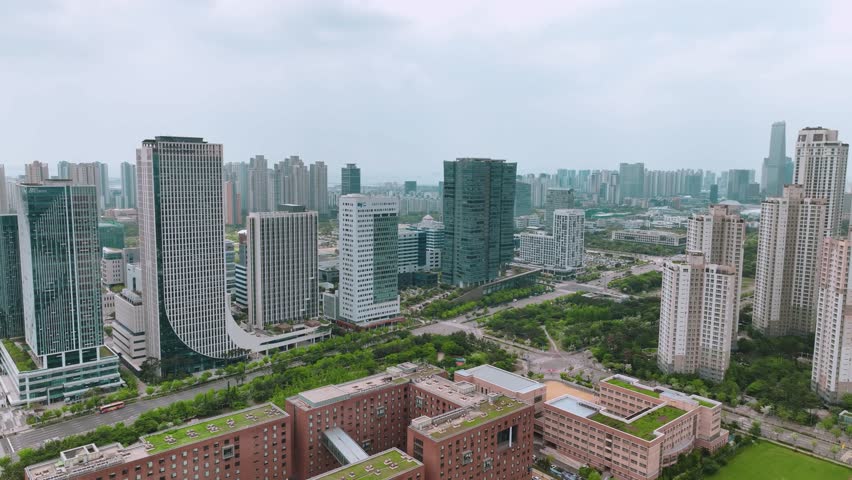 Aerial shot of downtown Songdo, Incheon, South Korea