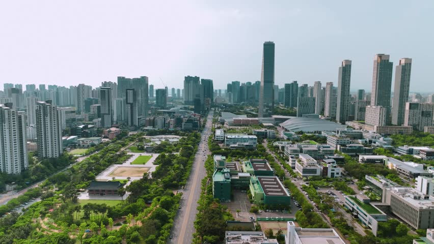 Aerial shot of downtown Songdo, Incheon, South Korea