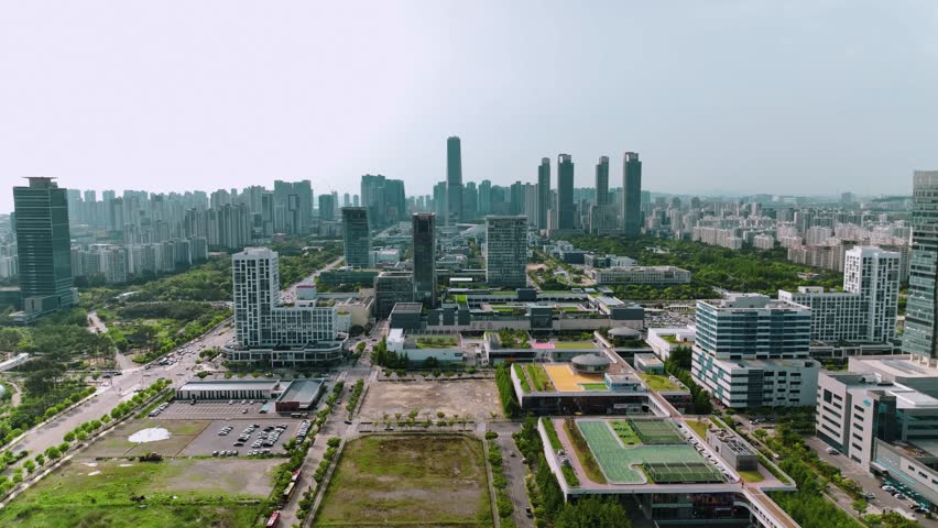Aerial shot of downtown Songdo, Incheon, South Korea