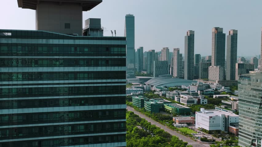 Aerial shot of downtown Songdo, Incheon, South Korea