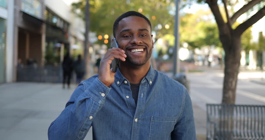 Young black man in city