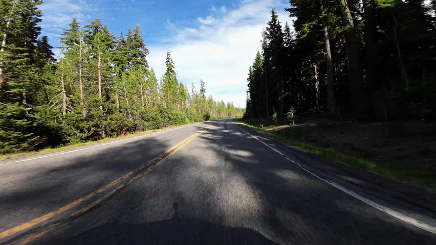 Crater Lake National Park Mazama Village to East Entrance 02 Front View Driving Plates Oregon USA Ultra Wide