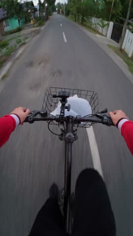 First-Person View of Riding Bike on Road