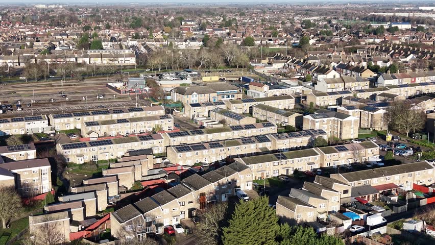 Peterborough Cambridgeshire UK hous and streets drone,aerial , Peterborough Cambridgeshire UK hous and streets drone,aerial