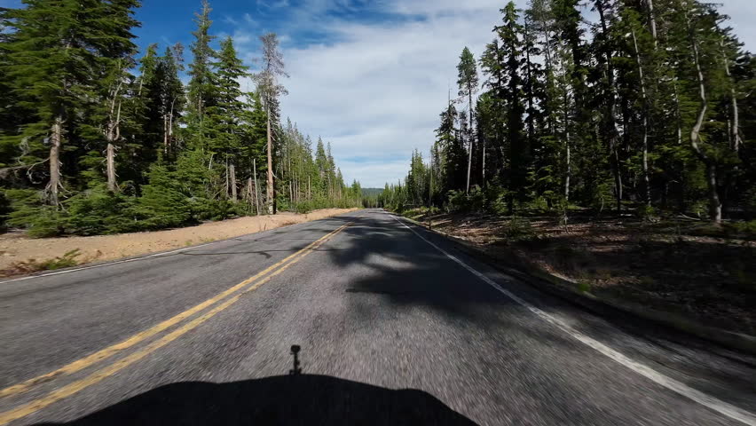 Crater Lake National Park Mazama Village to East Entrance 04 Front View Driving Plates Oregon USA Ultra Wide