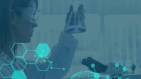 Animation of data processing and digital brain over caucasian female scientist. global science, technology and data processing concept digitally generated video. - Powered by Shutterstock - Get 15% off with code: PIKWIZARD15