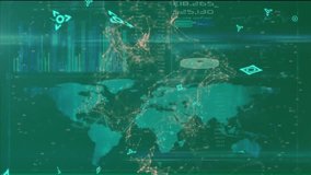 Digital animation of interface with world map and data processing against green background. computer interface and technology concept - Powered by Shutterstock - Get 15% off with code: PIKWIZARD15