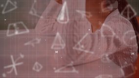 Animation of mathematical equations over schoolgirl using vr headset. global education, technology and digital interface concept digitally generated video. - Powered by Shutterstock - Get 15% off with code: PIKWIZARD15