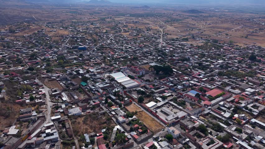 Aerial view of Teotitlan del Valle, a rural settlement near city of Oaxaca, Mexico