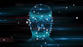 Animation of data processing over digital human head and network of connections. global technology, data processing and digital interface concept digitally generated video. - Powered by Shutterstock - Get 15% off with code: PIKWIZARD15