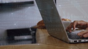 Animation of connections and binary code over hands of woman using laptop. Computers, programming, data processing and technology concept digitally generated video. - Powered by Shutterstock - Get 15% off with code: PIKWIZARD15