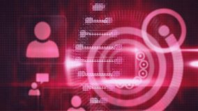 Animation of clock running against dna with profile icon, circles on digital interface. Digital composite, artificial intelligence, development, biotechnology, time management, countdown, accuracy. - Powered by Shutterstock - Get 15% off with code: PIKWIZARD15