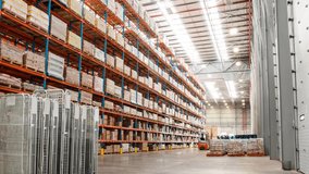 Animation of data processing and globe over warehouse. Global business and digital interface concept digitally generated video. - Powered by Shutterstock - Get 15% off with code: PIKWIZARD15