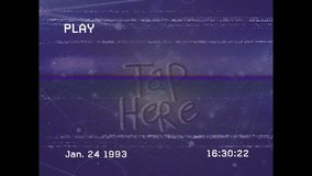 Animation of vhs glitch effect over tap here text and network of connections on blue background. Social media networking technology concept - Powered by Shutterstock - Get 15% off with code: PIKWIZARD15