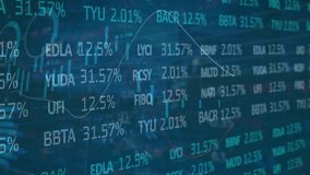 Animation of network of digital icons over stock market data processing against blue background. Global economy and business networking technology concept - Powered by Shutterstock - Get 15% off with code: PIKWIZARD15