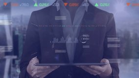 Animation of networks of connections over globe, caucasian businessman and data processing. Global business, finances, computing and data processing concept digitally generated video. - Powered by Shutterstock - Get 15% off with code: PIKWIZARD15