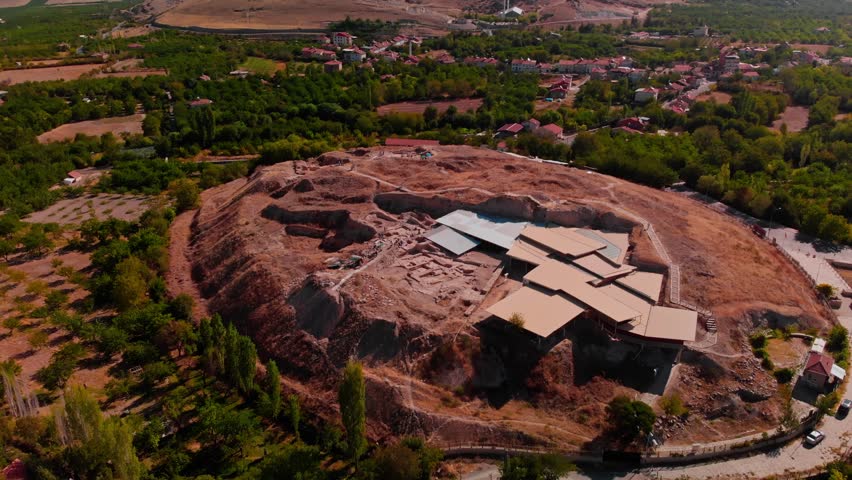 Aerial View of Arslantepe Mound with Ongoing Excavations