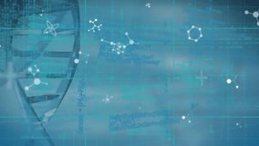 Animation of falling molecules over data processing and dna strand. global science, connections, data processing and digital interface concept digitally generated video. - Powered by Shutterstock - Get 15% off with code: PIKWIZARD15