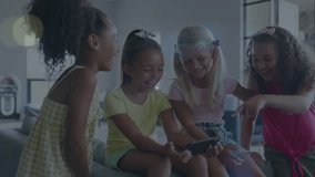 Animation of network of connections over diverse schoolchildren in classroom. Global education and digital interface concept digitally generated video. - Powered by Shutterstock - Get 15% off with code: PIKWIZARD15