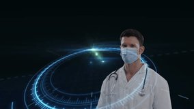 Animation of network of connections with icons over caucasian male rugby player with ball. Global connections digital interface and technology concept digitally generated video. - Powered by Shutterstock - Get 15% off with code: PIKWIZARD15