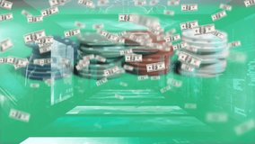 Animation of data processing and banknotes over chips. Social media and digital interface concept digitally generated video. - Powered by Shutterstock - Get 15% off with code: PIKWIZARD15