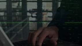 Animation of financial data processing over businessman using laptop. Global business, finance, computing, connections and data processing concept digitally generated video. - Powered by Shutterstock - Get 15% off with code: PIKWIZARD15