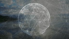 Solar farm holding then network sphere materializing, spinning, pulsing and visualizing energy flow. Renewable, sustainability, futuristic, technology, environmental, digital, innovation - Powered by Shutterstock - Get 15% off with code: PIKWIZARD15