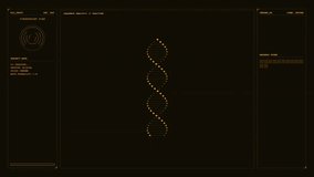 Amber biometric interface featuring a rotating DNA helix and fingerprint scanner. Shows genetic code analysis, successful identity match, and a digital glass fragmentation effect. - Powered by Shutterstock - Get 15% off with code: PIKWIZARD15