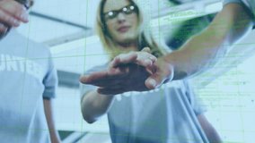 Animation of data processing and clock over diverse business people teaming up. global business and digital interface concept digitally generated video. - Powered by Shutterstock - Get 15% off with code: PIKWIZARD15