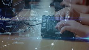 Animation of network of connections over diverse schoolchildren using computers. global education, connections and digital interface concept digitally generated video. - Powered by Shutterstock - Get 15% off with code: PIKWIZARD15