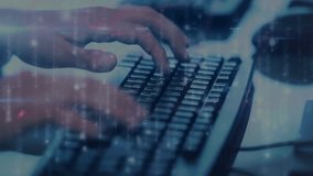 Animation of binary coding and server clock technology beach. Global business digital interface technology and networking concept digitally generated video. - Powered by Shutterstock - Get 15% off with code: PIKWIZARD15