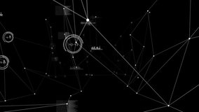 Animation of connections, social media icons and blue dot on black background. Global network, social media, connections and technology concept digitally generated video. - Powered by Shutterstock - Get 15% off with code: PIKWIZARD15