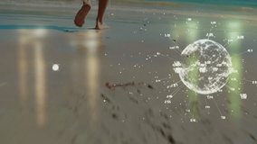 Animation of globe rotating over interface with data processing and red. Global networking and business technology concept. - Powered by Shutterstock - Get 15% off with code: PIKWIZARD15