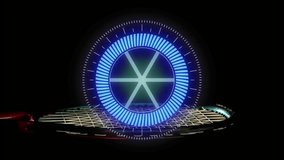 Animation of scope scanning over tennis racket. Global sport and digital interface concept digitally generated video. - Powered by Shutterstock - Get 15% off with code: PIKWIZARD15